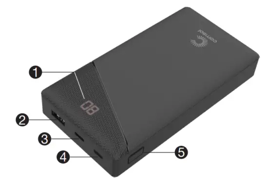 Comsol PPD20BK 20000mAh-USB-C PD-Power-Bank-Charger-FIG-1