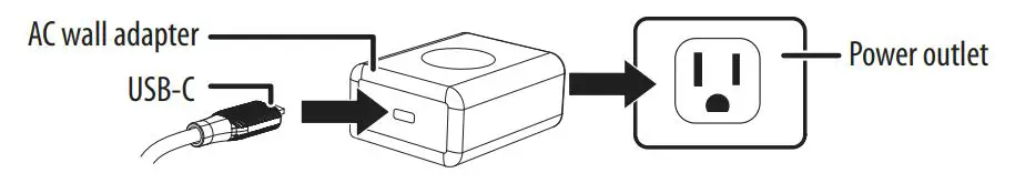 INSIGNIA NS-MQM10W22WC Magnetic Wireless Charger - Plug the USB-C end into the AC wall adapter