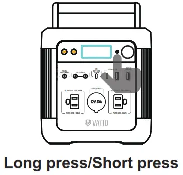 VATID GB PB001 600W Portable Power Station - Short press