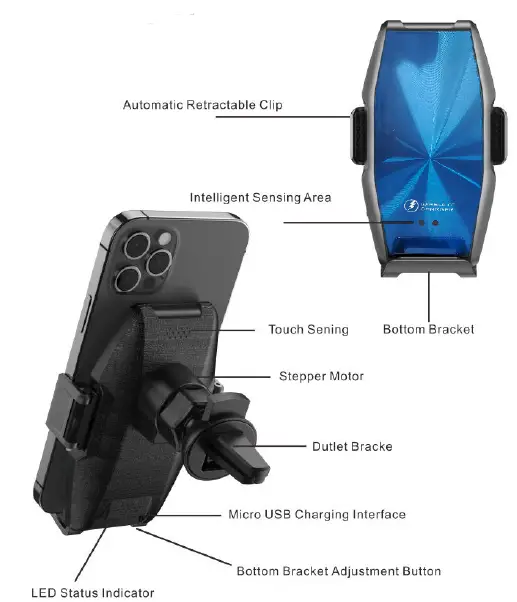 YUYI S21 Car Stand Wireless Charger-FIG1