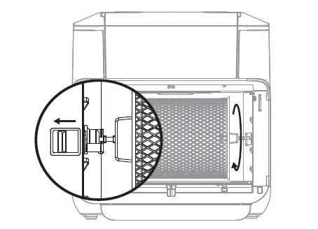 Release the rotisserie catch lever