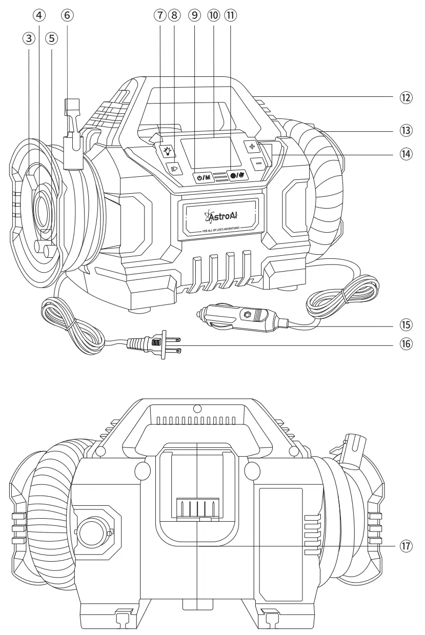 AstroAI JY23P160 2301812 Electric Pump Portable Multifunctional Air Compressor - fig1