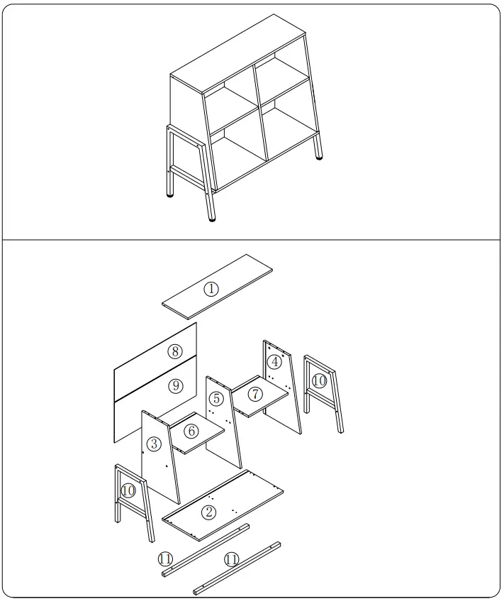 Tribesigns-Earlimart-White-and-Walnut-Engineered-Wood-and-Metal-3-Shelf-Etagere-Bookcase-FIG-1