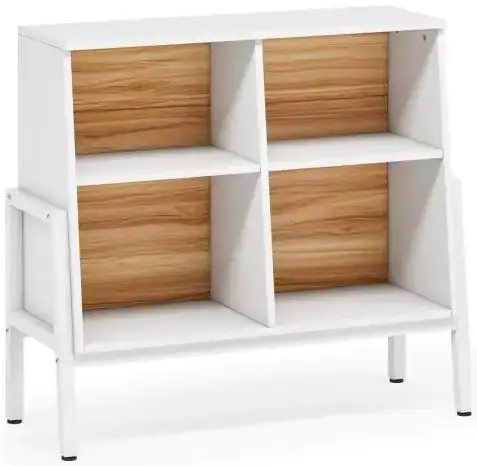 Tribesigns-Earlimart-White-and-Walnut-Engineered-Wood-and-Metal-3-Shelf-Etagere-Bookcase-PRODUCT