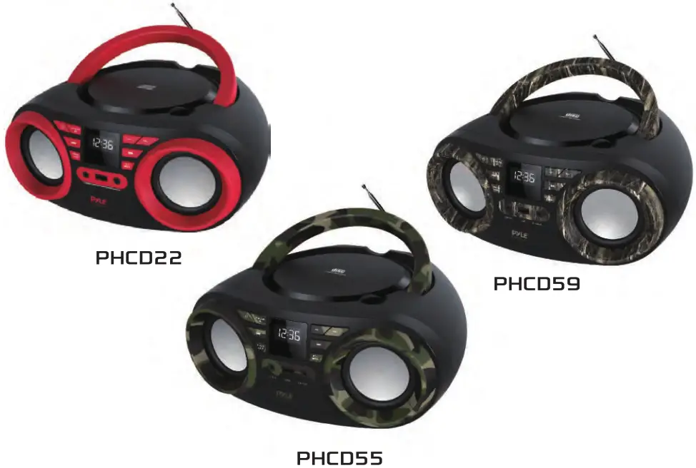 PYLE PHCD Series Portable CD Player Boombox with AM FM Stereo Radio