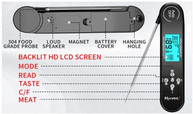 Nycetek NKUS-209A Waterproof Digital Instant Read Thermometer - fig