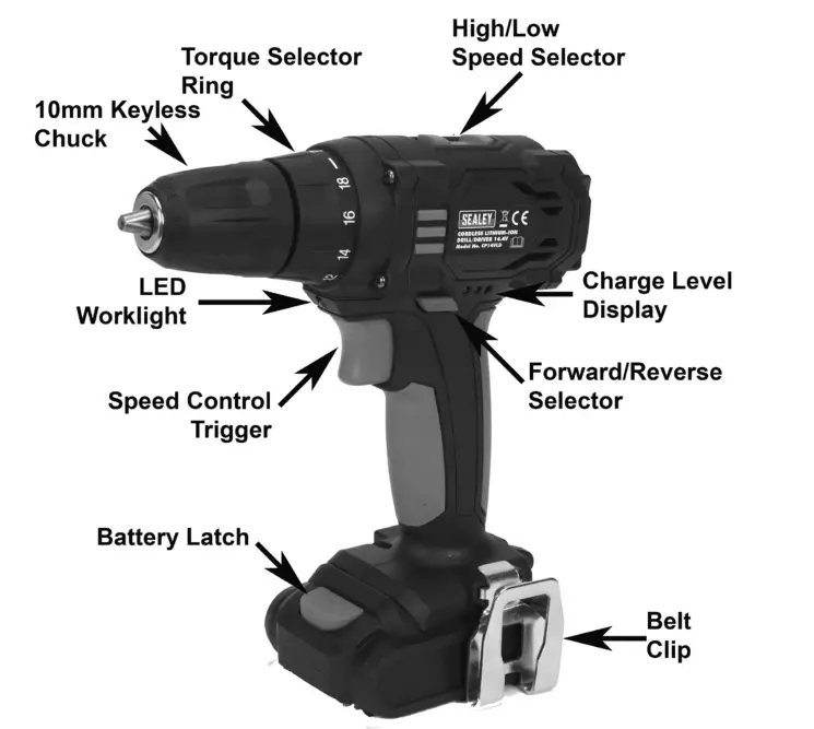 SEALEY CP14VLD 14.4V Ø10MM Cordless Drill-Driver
