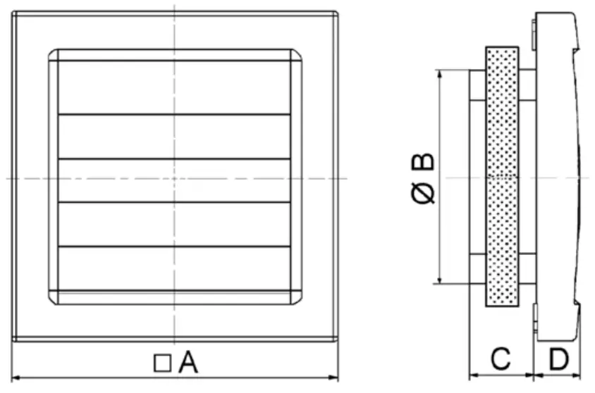 MAICO AP 100 100 B 120 150 1 Exterior Exhaust Vent Cap - Dimensions