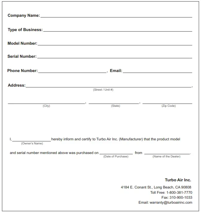 Warranty Registration Card