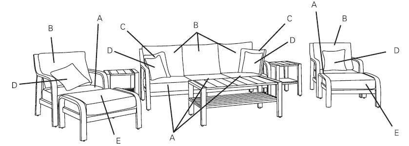 atleisure FRN-310390 Catalina 8PC Cushioned Seating Set fig 25