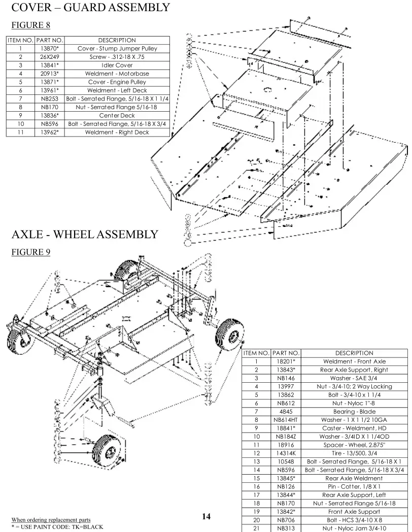 Swisher Commercial Pro Country Cut Trail Cutter - COVER – GUARD ASSEMBLY & AXLE - WHEEL ASSEMBLY