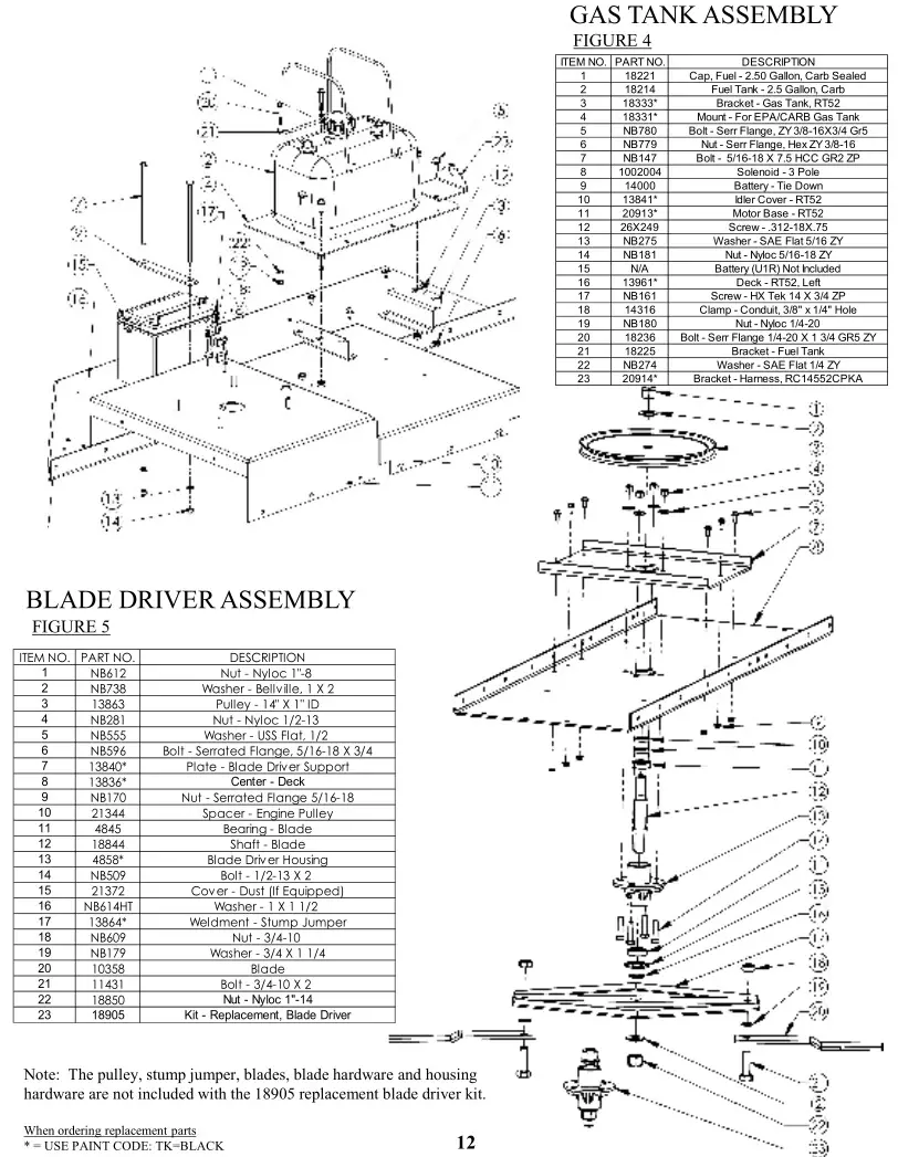 Swisher Commercial Pro Country Cut Trail Cutter - GAS TANK ASSEMBLY & BLADE DRIVER ASSEMBLY