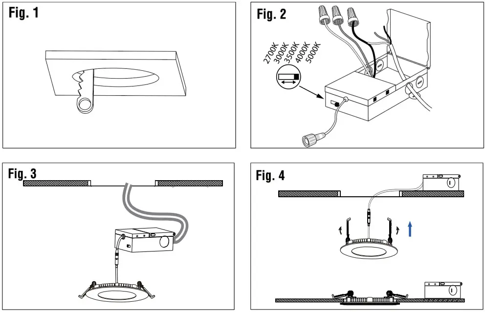 Maxxima MRL S40905 4 Inch and 6 Inch Round 5CCT Slim LED Flat Panel - Figure