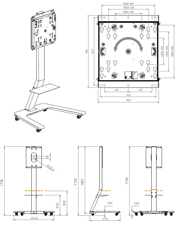 HAGOR 5787 ST SA Flip II 55 Inch Mobiles Standsystem Samsung Flip 11
