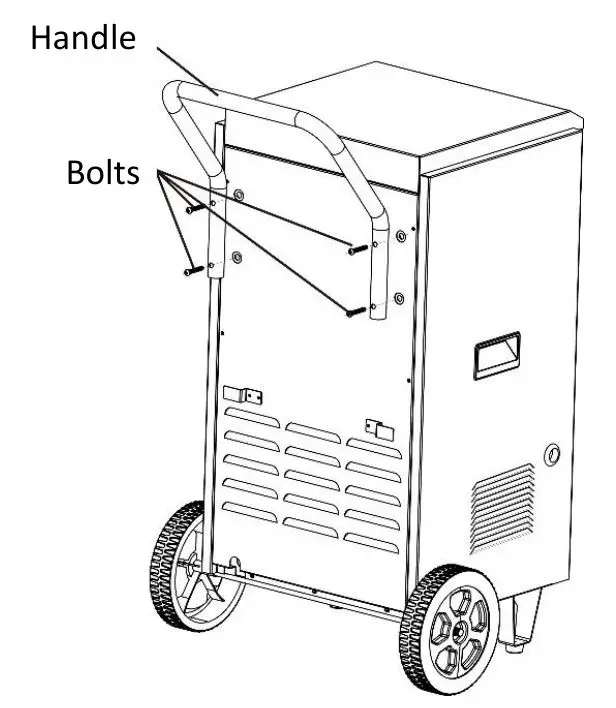 electriQ ECD30 Portable Commercial Industrial Dehumidifier - ATTACHING THE HANDLE