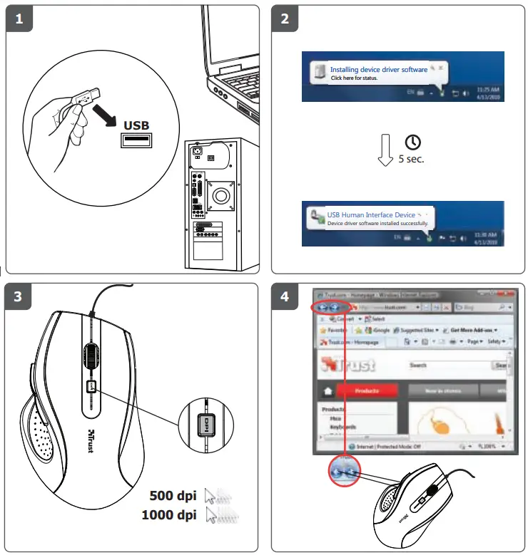 Trust 17178 MaxTrack Wired Mouse - Installation