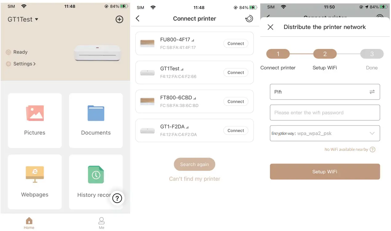 HPRT GT1 Thermal Transfer Printer - Waiting for the connection result