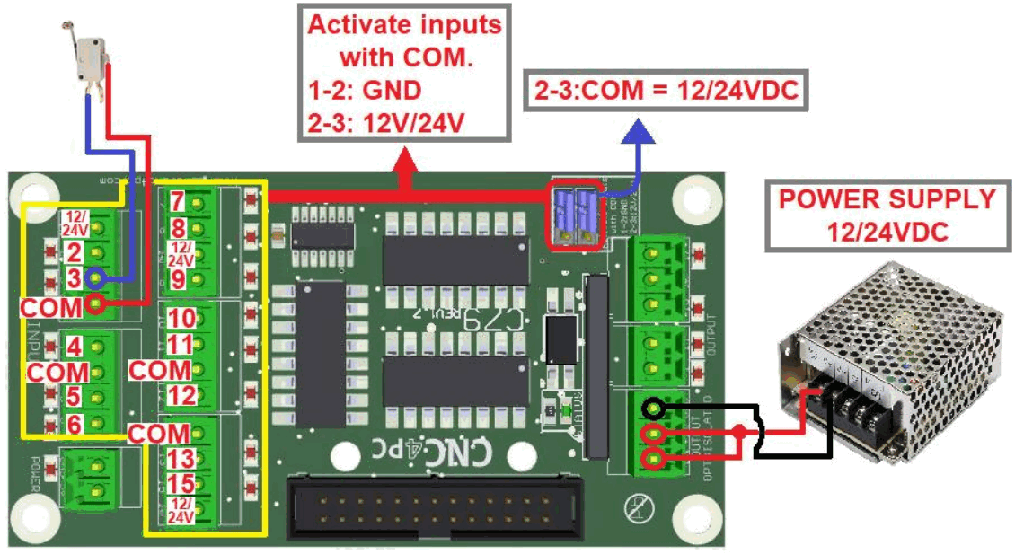 CNC4PC C79 Open Collector Expansion Board - Connecting Switches