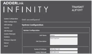 Infinity 101T-DP - ALIF configuration utility