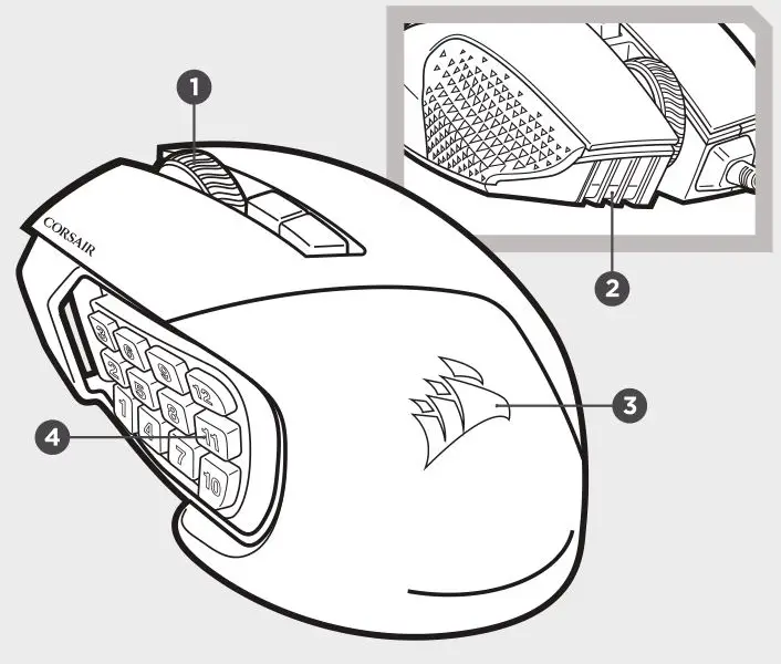 SCIMITAR RGB Corsair Gaming Mouse - 4 Zone RGB Lighting 1