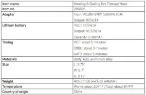 Image Heating Cooling Eye-Therapy Mask SPECIFICATIONS