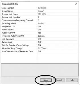T D RTR500BW RTR-600 Temperature Data Logger - settings o