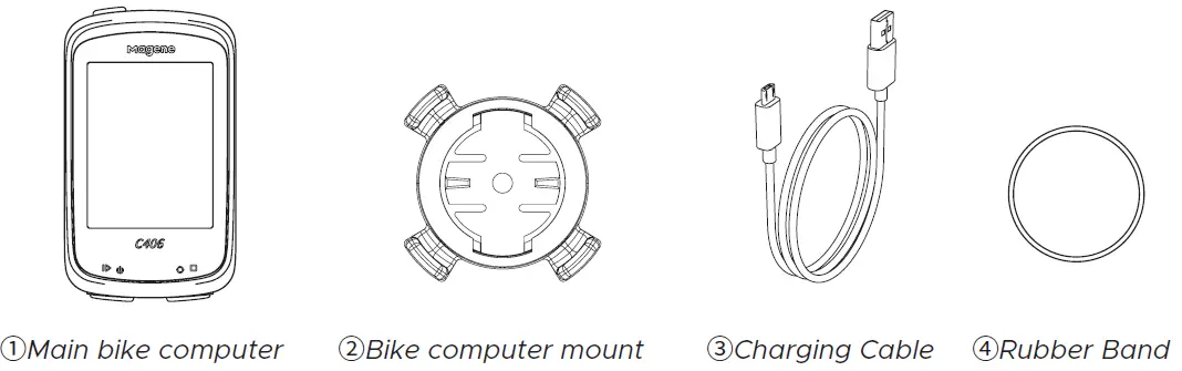 static Smart GPS Bike Computer C406 Lite package contents