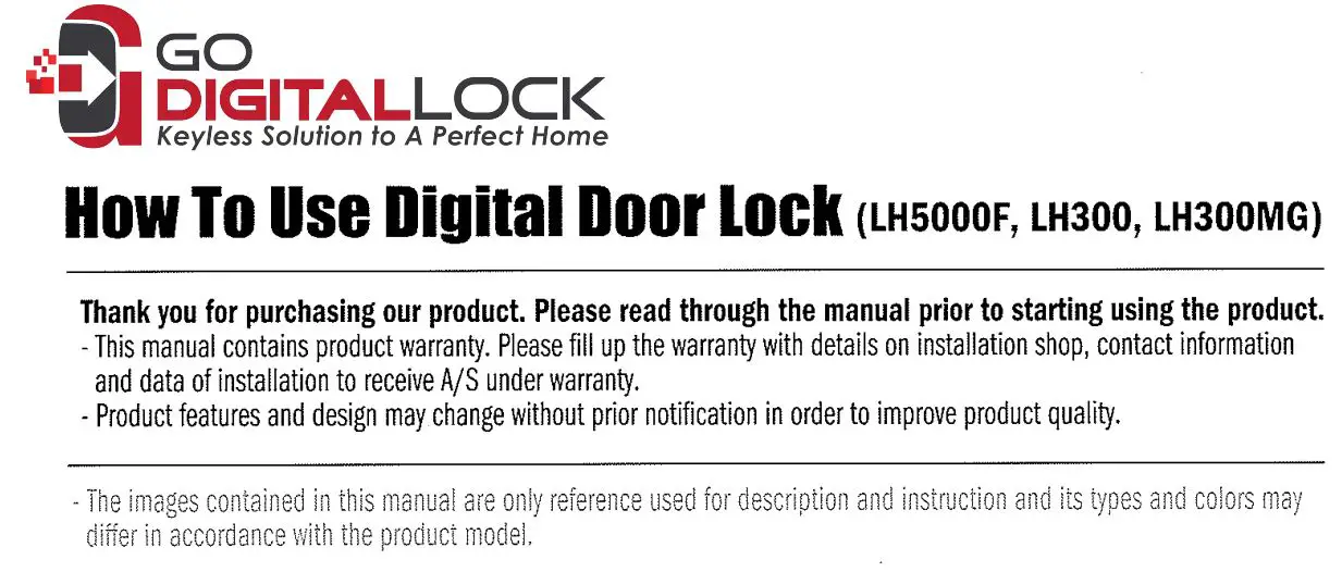 DIGITAL LOCK LH5000F Digital Door Lock User Manual