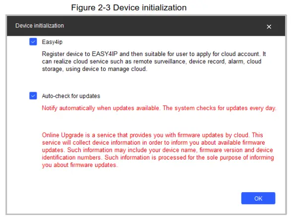 dahua DH IPC WFX2 Bullet Network Camera- Device initialization