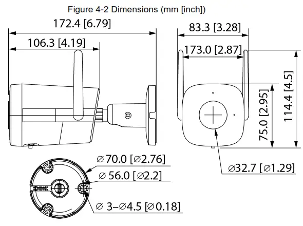 dahua DH IPC WFX2 Bullet Network Camera- Dimensions