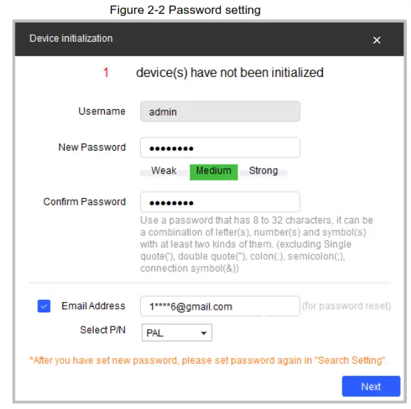dahua DH IPC WFX2 Bullet Network Camera- Password setting