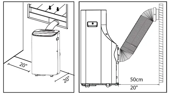 Whynter ARC 147WFH Portable Air Conditioner with Dual Hose and Heater - Right Location