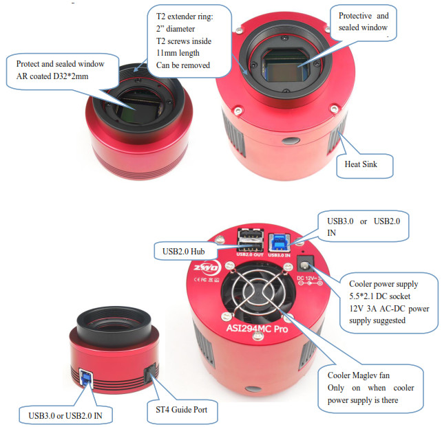 ZWO ASI294 MC Pro Color Camera - External View