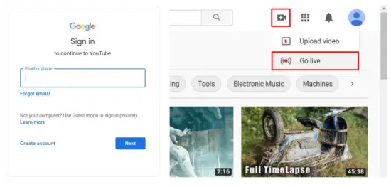 Browse YouTube website