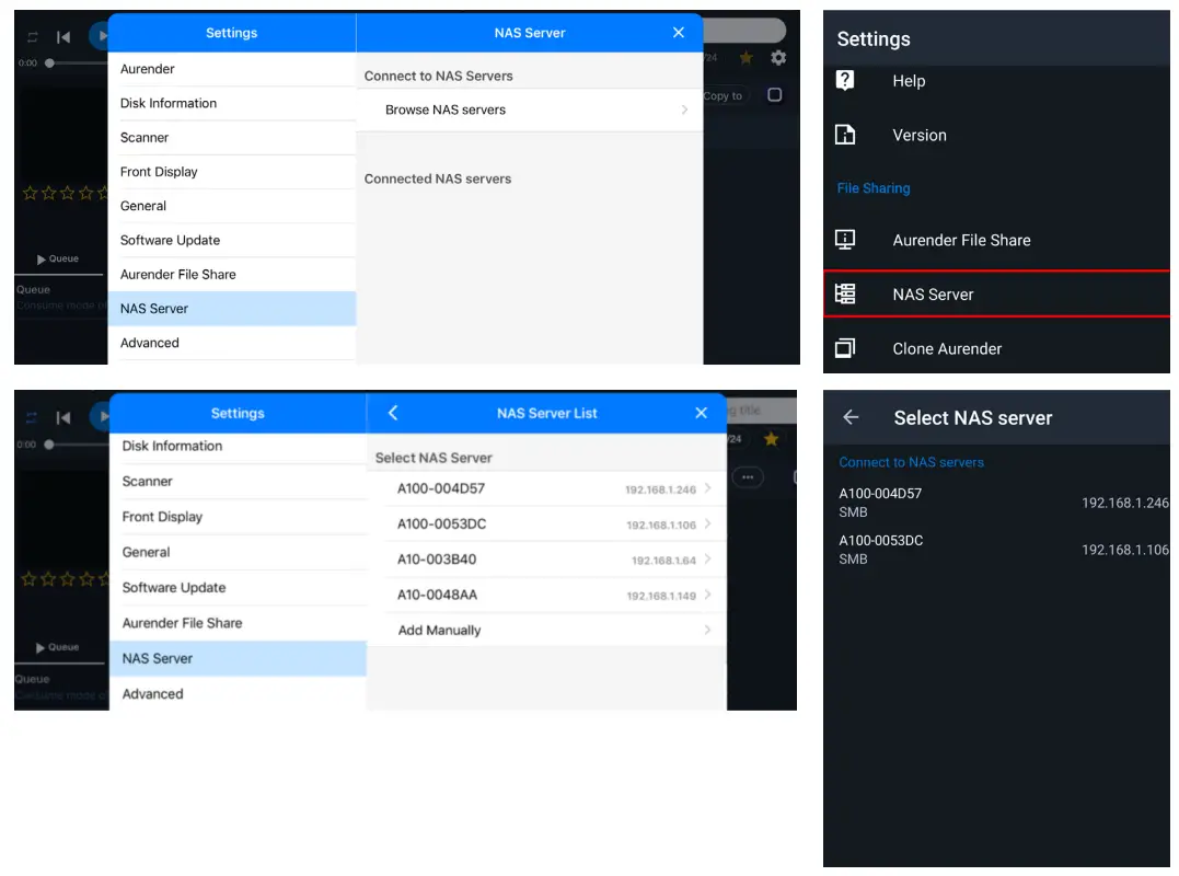 aurender N200 High Performance Netwerk Streamer - Settings