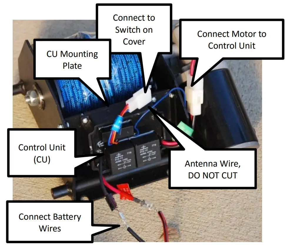 Camco Mfg T10116 Anchor Winch Wireless Remote Control Kit - battery connectors 2