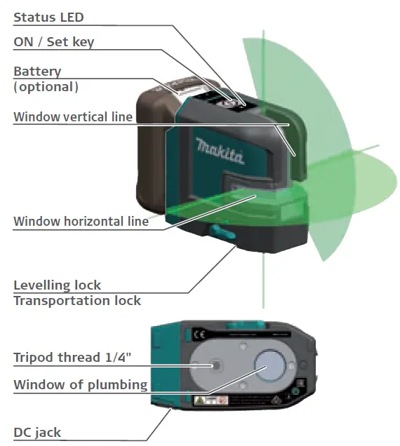 makita-SK106GD-12v-Cordless-CXT-4-Point-Cross-Line-Green-Laser-Level-fig1