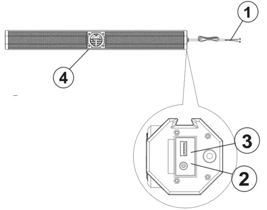 DS18 SB37BT 37 Inch Amplified Marine Sound Bar System with Bluetooth 1200W Peak Power - Power.