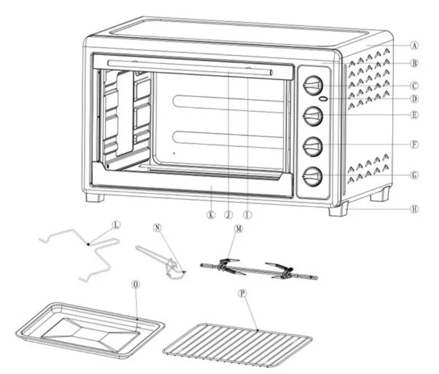 kogan 33L Electric Oven with Hotplates User Manual - Product Layout