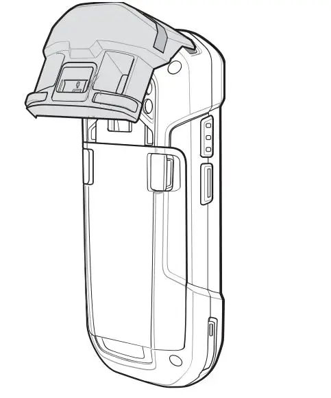 ZEBRA TC77 Legic RFID Card Reader - Align the top mounting points on the RFID reader with the mounting slots on the TC77