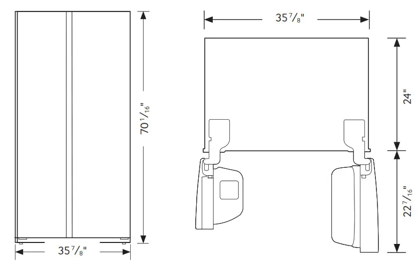 SAMSUNG Smart Counter Depth Side-by-Side Refrigerator Dimensions
