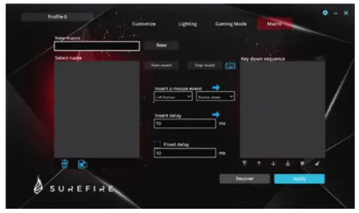 SureFire M1 KINGPIN Gaming Keyboard black - Macro Management