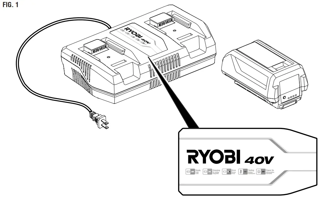 RYOBI OP409 40 Volt Dual Port Rapid Charger - Figure 2