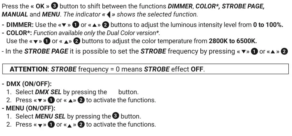 Lupo Dayled 650 Pro Fresnels Ligh - Manual Operation