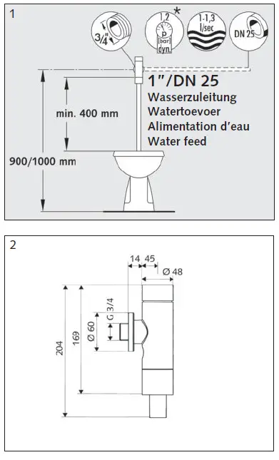 SCHELL 1-DN 25 Exposed WC flush valve unit-fig1