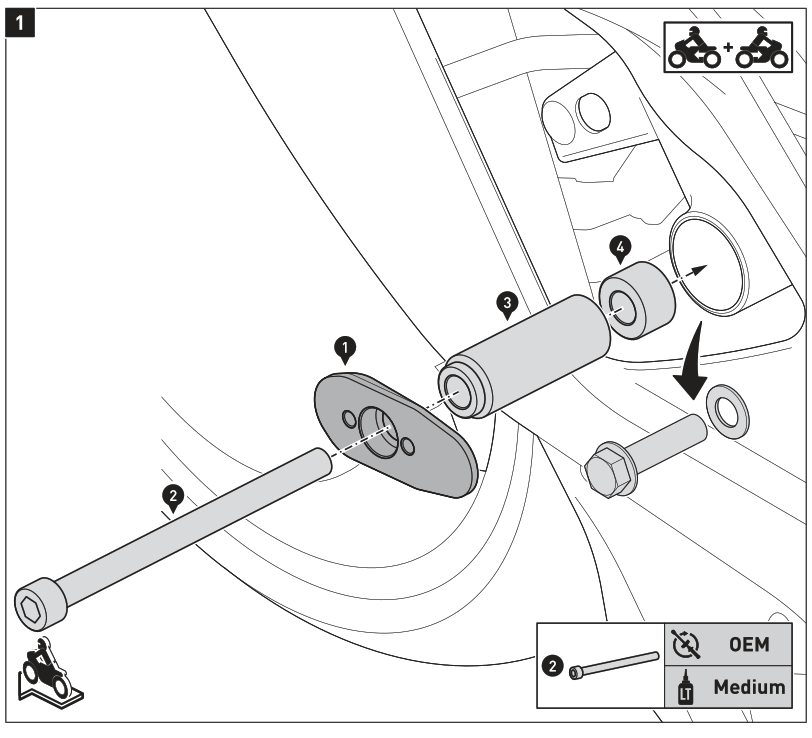 SW-MOTECH STP.06.590.11300 B Frame Protection Pads for Yamaha Motorcycles - fig1