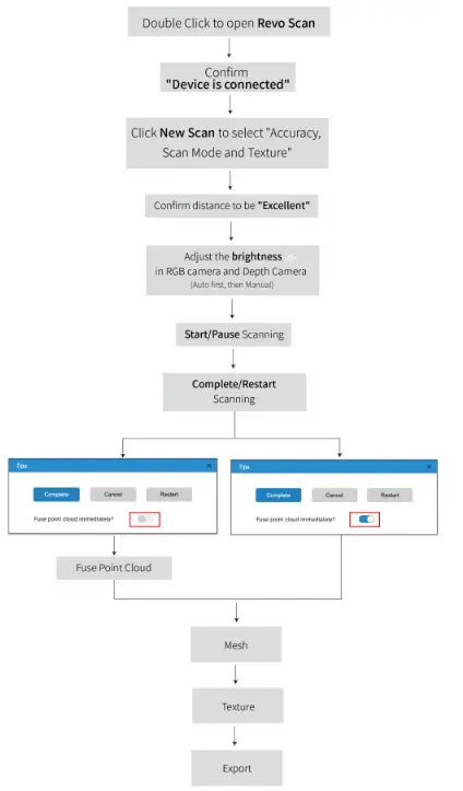 REVOPOINT Mini 3D Professional Bluelight 3D Scanner - Confirm Device is connected
