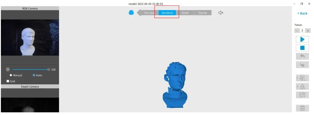 REVOPOINT Mini 3D Professional Bluelight 3D Scanner - Confirm distance to be
