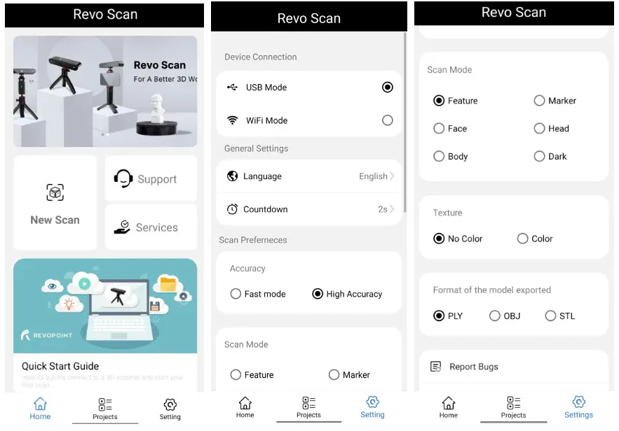 REVOPOINT Mini 3D Professional Bluelight 3D Scanner - Settings