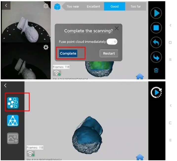 REVOPOINT Mini 3D Professional Bluelight 3D Scanner - completing scanning